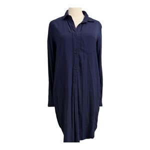 GAP Navy Blue Shirt Dress Classic Button-Down Style Size XS Relaxed Fit